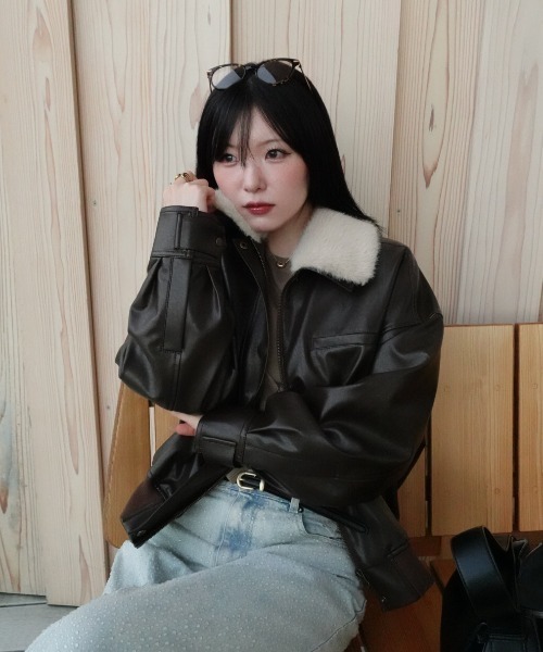 ファー襟取り外し可能】2way short jacket（2ウェイショートジャケット