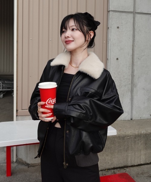 ファー襟取り外し可能】2way short jacket（2ウェイショート