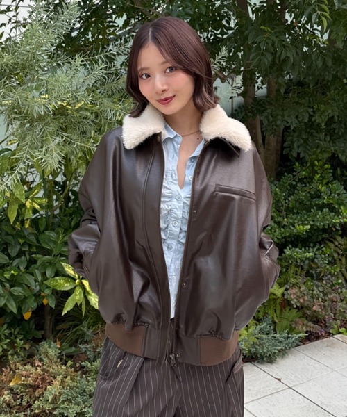 SENEEセニーshort flight jacketショートフライトジャケット ファー襟取り外し可能】2way short jacket（2ウェイショート