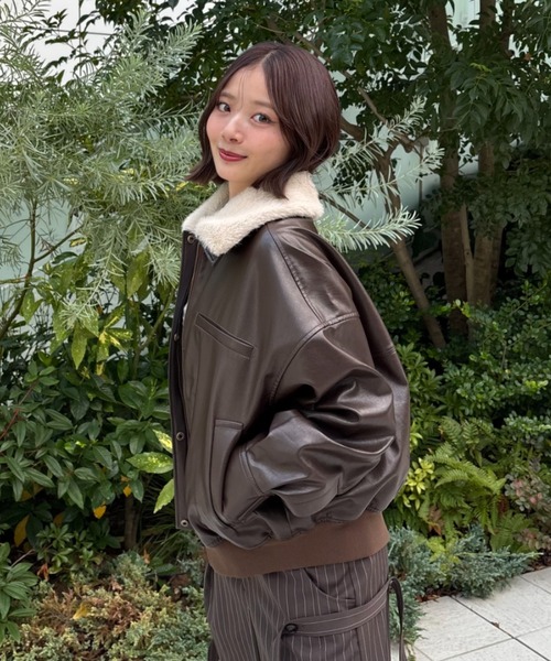 セール】【ファー襟取り外し可能】2way short jacket（2ウェイショート