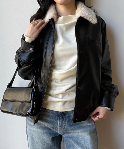 セール】【ファー襟取り外し可能】2way short jacket（2ウェイショート