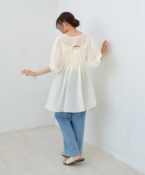 Bab（バブ）の「ギャザーミニワンピース/チュニック（チュニック・レディース・ブラック/サックスブルー/ホワイト系その他・MEDIUM）」の14枚目の写真