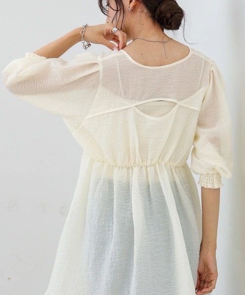 Bab（バブ）の「ギャザーミニワンピース/チュニック（チュニック・レディース・ブラック/サックスブルー/ホワイト系その他・MEDIUM）」の16枚目の写真