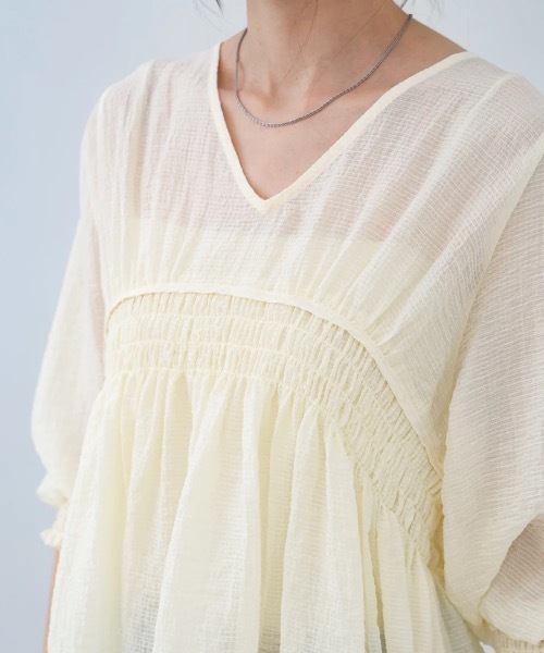 Bab（バブ）の「ギャザーミニワンピース/チュニック（チュニック・レディース・ブラック/サックスブルー/ホワイト系その他・MEDIUM）」の18枚目の写真