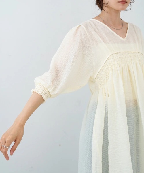 Bab（バブ）の「ギャザーミニワンピース/チュニック（チュニック・レディース・ブラック/サックスブルー/ホワイト系その他・MEDIUM）」の19枚目の写真