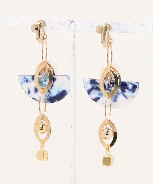 tone（トーン）の「wamushroom by wamcom/marble halfmoon big earrings（イヤリング・レディース・ブルー・FREE）」の2枚目の写真