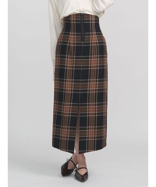 ラルフローレン❤チェック柄 マーメイドロングスカート 0 ブラウン カシミヤ ラルフローレン❤チェック柄 マーメイドロングスカート 0