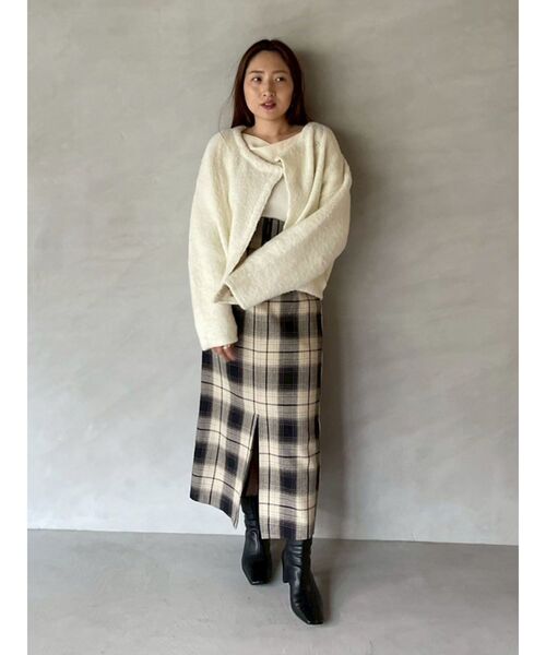LAGUNAMOON（ラグナムーン）の「ロービングチェックナロースカート（スカート・レディース・ベージュ/ブラウン・SMALL/MEDIUM）」の17枚目の写真