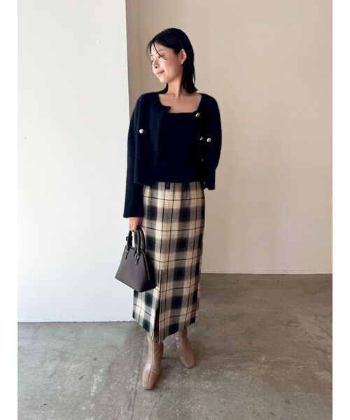 LAGUNAMOON（ラグナムーン）の「ロービングチェックナロースカート（スカート・レディース・ベージュ/ブラウン・SMALL/MEDIUM）」の13枚目の写真