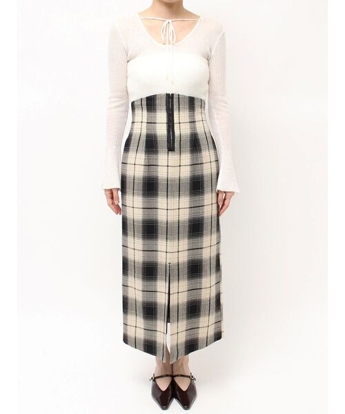 LAGUNAMOON（ラグナムーン）の「ロービングチェックナロースカート（スカート・レディース・ベージュ/ブラウン・SMALL/MEDIUM）」の20枚目の写真