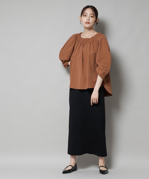NANO universe（ナノユニバース）の「ボリュームギャザータックスリーブブラウス（シャツ/ブラウス・レディース・ベージュ/ブラウン/ブラック・FREE）」の21枚目の写真