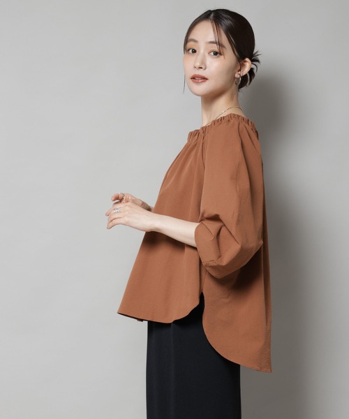 NANO universe（ナノユニバース）の「ボリュームギャザータックスリーブブラウス（シャツ/ブラウス・レディース・ベージュ/ブラウン/ブラック・FREE）」の18枚目の写真