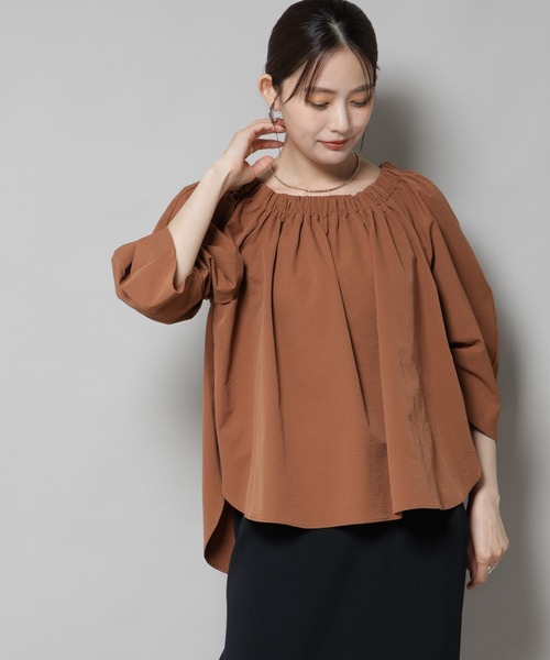 NANO universe（ナノユニバース）の「ボリュームギャザータックスリーブブラウス（シャツ/ブラウス・レディース・ベージュ/ブラウン/ブラック・FREE）」の20枚目の写真