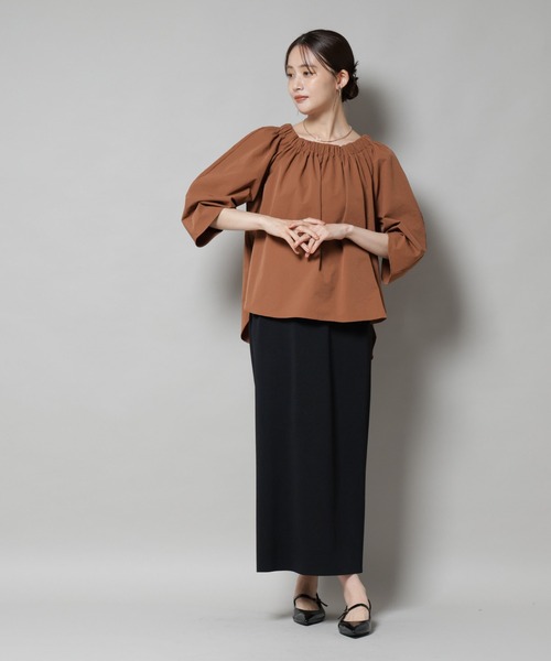 NANO universe（ナノユニバース）の「ボリュームギャザータックスリーブブラウス（シャツ/ブラウス・レディース・ベージュ/ブラウン/ブラック・FREE）」の22枚目の写真