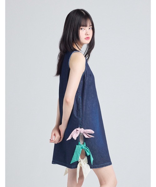 Little sunny bite（リトルサニーバイト）の「denim ribbon mini dress（ワンピース・レディース・インディゴブルー/ブルー・MEDIUM/SMALL）」の7枚目の写真