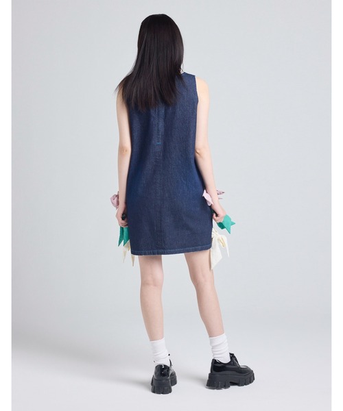 Little sunny bite（リトルサニーバイト）の「denim ribbon mini dress（ワンピース・レディース・インディゴブルー/ブルー・MEDIUM/SMALL）」の9枚目の写真