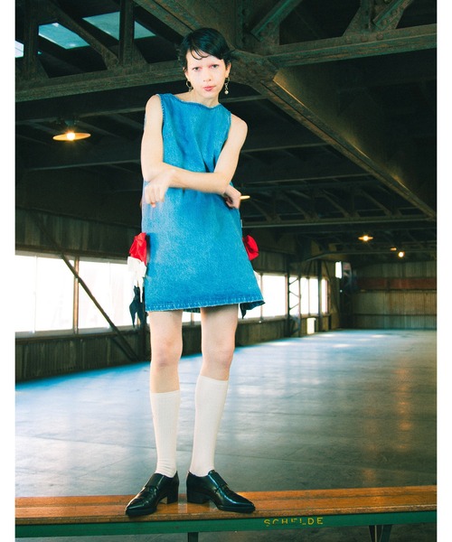 Little sunny bite（リトルサニーバイト）の「denim ribbon mini dress（ワンピース・レディース・インディゴブルー/ブルー・MEDIUM/SMALL）」の17枚目の写真