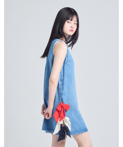 Little sunny bite（リトルサニーバイト）の「denim ribbon mini dress（ワンピース・レディース・インディゴブルー/ブルー・MEDIUM/SMALL）」の19枚目の写真