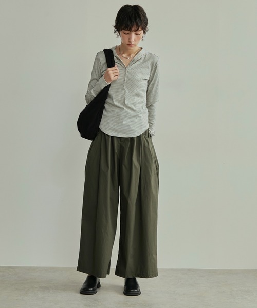 LOSCa(ロスカ)の「ドローストリングタックポケットイージーパンツ(その他パンツ・レディース・カーキ/ブラック・M/S)」の1枚目の写真