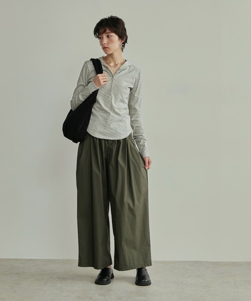 LOSCa(ロスカ)の「ドローストリングタックポケットイージーパンツ(その他パンツ・レディース・カーキ/ブラック・M/S)」の3枚目の写真