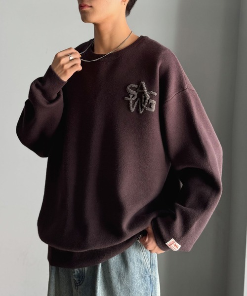 Java(ジャバ)の「《JaVaジャバコラボ》立体編みで飾る個性。サガラ刺繍風ロゴオーバーサイズニット(ニット/セーター・メンズ・ブラウン/チャコール/アイボリー・X-LARGE/MEDIUM/LARGE)」の15枚目の写真