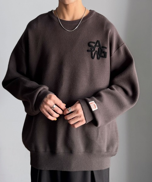 Java(ジャバ)の「《JaVaジャバコラボ》立体編みで飾る個性。サガラ刺繍風ロゴオーバーサイズニット(ニット/セーター・メンズ・ブラウン/チャコール/アイボリー・X-LARGE/MEDIUM/LARGE)」の12枚目の写真