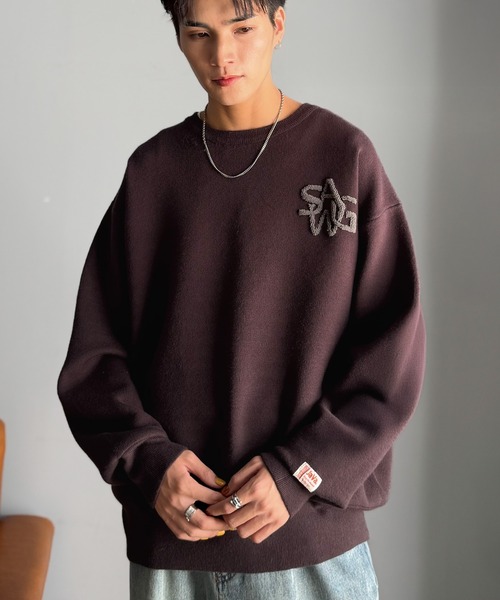 Java(ジャバ)の「《JaVaジャバコラボ》立体編みで飾る個性。サガラ刺繍風ロゴオーバーサイズニット(ニット/セーター・メンズ・ブラウン/チャコール/アイボリー・X-LARGE/MEDIUM/LARGE)」の19枚目の写真