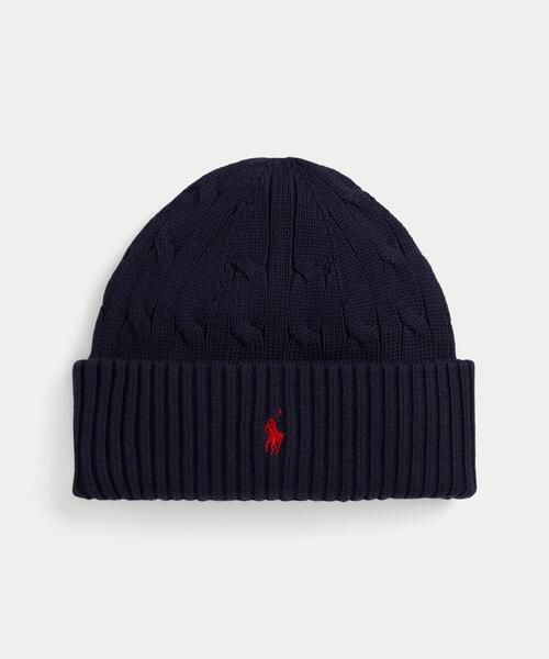 POLO RALPH LAUREN CHILDRENSWEAR(ポロ ラルフ ローレン チルドレンズウェア)の「ケーブルニット コットン ハット(ニットキャップ/ビーニー・キッズ・ネイビー系1・L/XL/S/M)」の1枚目の写真