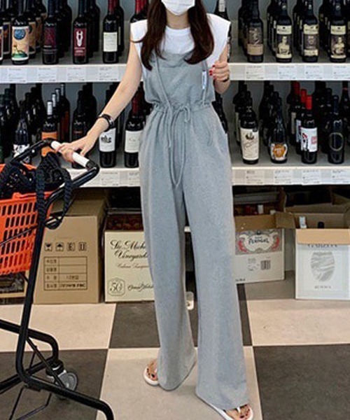 FREE STYLISTS(フリー スタイリスト)の「ミニ裏毛ワイドキャミサロペット(サロペット/オーバーオール・レディース・グレー/ブラック・FREE)」の14枚目の写真