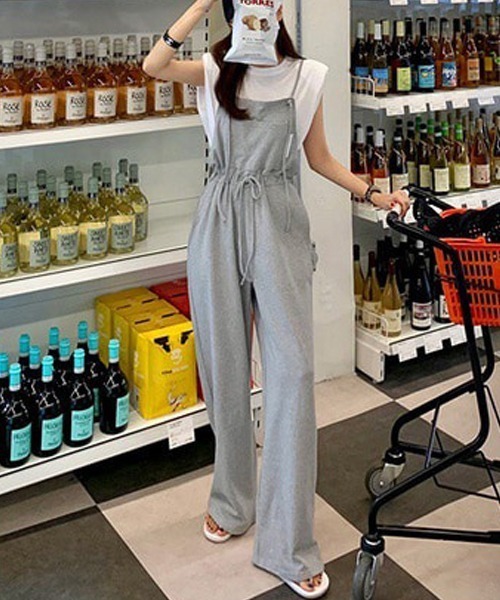 FREE STYLISTS(フリー スタイリスト)の「ミニ裏毛ワイドキャミサロペット(サロペット/オーバーオール・レディース・グレー/ブラック・FREE)」の16枚目の写真
