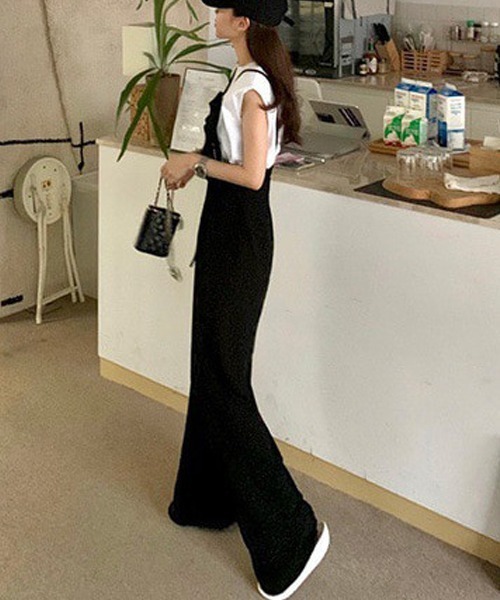 FREE STYLISTS(フリー スタイリスト)の「ミニ裏毛ワイドキャミサロペット(サロペット/オーバーオール・レディース・グレー/ブラック・FREE)」の10枚目の写真