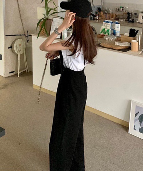 FREE STYLISTS(フリー スタイリスト)の「ミニ裏毛ワイドキャミサロペット(サロペット/オーバーオール・レディース・グレー/ブラック・FREE)」の11枚目の写真