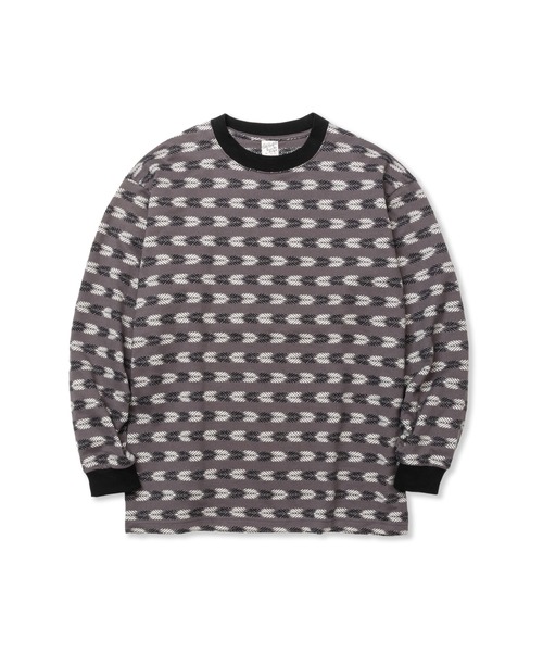CALEE（キャリー）の「BORDER JACQUARD DROP SHOULDER L/S CS（Tシャツ/カットソー・メンズ・ブルー/ブラック・LARGE/MEDIUM/X-LARGE/SMALL）」の2枚目の写真