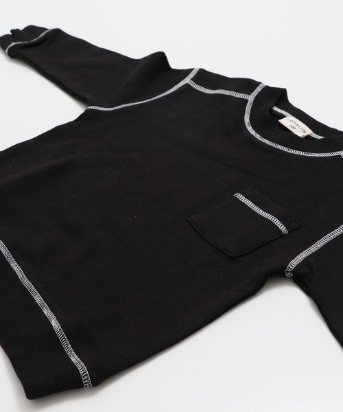 JAM & LINK（ジャムアンドリンク）の「配色ステッチ 裏毛トレーナー（スウェット・キッズ・サックスブルー/ブラック/クリーム/グレー/ネイビー/ラベンダー/ワインレッド/ブラウン/カーキ/オートミール/ライトイエロー/ピンク・130/120/110/100/150/140/160）」の15枚目の写真