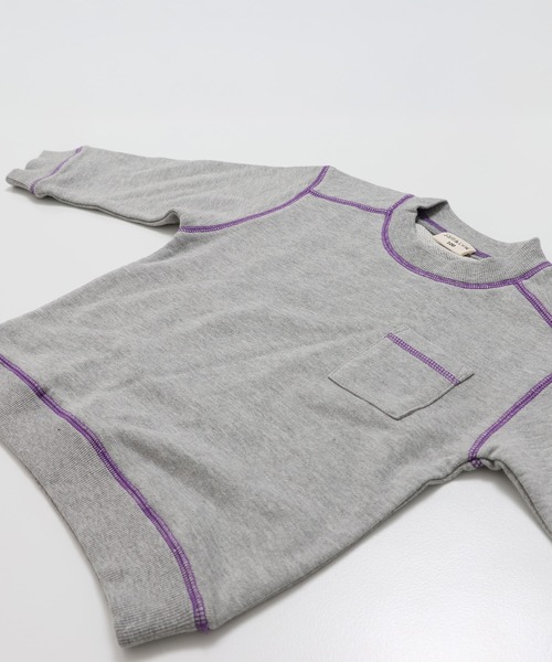 JAM & LINK（ジャムアンドリンク）の「配色ステッチ 裏毛トレーナー（スウェット・キッズ・サックスブルー/ブラック/クリーム/グレー/ネイビー/ラベンダー/ワインレッド/ブラウン/カーキ/オートミール/ライトイエロー/ピンク・130/120/110/100/150/140/160）」の16枚目の写真