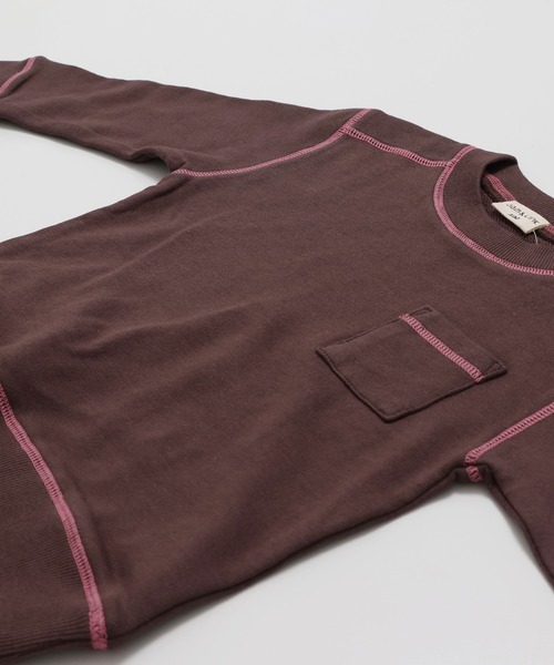 JAM & LINK（ジャムアンドリンク）の「配色ステッチ 裏毛トレーナー（スウェット・キッズ・サックスブルー/ブラック/クリーム/グレー/ネイビー/ラベンダー/ワインレッド/ブラウン/カーキ/オートミール/ライトイエロー/ピンク・130/120/110/100/150/140/160）」の17枚目の写真