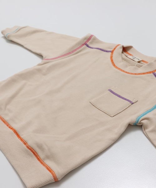 JAM & LINK（ジャムアンドリンク）の「配色ステッチ 裏毛トレーナー（スウェット・キッズ・サックスブルー/ブラック/クリーム/グレー/ネイビー/ラベンダー/ワインレッド/ブラウン/カーキ/オートミール/ライトイエロー/ピンク・130/120/110/100/150/140/160）」の18枚目の写真