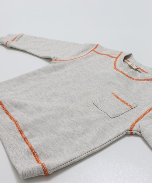 JAM & LINK（ジャムアンドリンク）の「配色ステッチ 裏毛トレーナー（スウェット・キッズ・サックスブルー/ブラック/クリーム/グレー/ネイビー/ラベンダー/ワインレッド/ブラウン/カーキ/オートミール/ライトイエロー/ピンク・130/120/110/100/150/140/160）」の19枚目の写真