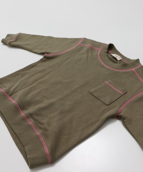 JAM & LINK（ジャムアンドリンク）の「配色ステッチ 裏毛トレーナー（スウェット・キッズ・サックスブルー/ブラック/クリーム/グレー/ネイビー/ラベンダー/ワインレッド/ブラウン/カーキ/オートミール/ライトイエロー/ピンク・130/120/110/100/150/140/160）」の20枚目の写真