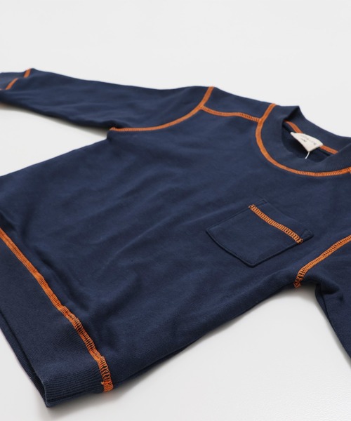 JAM & LINK（ジャムアンドリンク）の「配色ステッチ 裏毛トレーナー（スウェット・キッズ・サックスブルー/ブラック/クリーム/グレー/ネイビー/ラベンダー/ワインレッド/ブラウン/カーキ/オートミール/ライトイエロー/ピンク・130/120/110/100/150/140/160）」の21枚目の写真