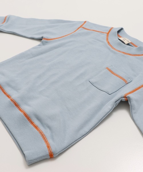 JAM & LINK（ジャムアンドリンク）の「配色ステッチ 裏毛トレーナー（スウェット・キッズ・サックスブルー/ブラック/クリーム/グレー/ネイビー/ラベンダー/ワインレッド/ブラウン/カーキ/オートミール/ライトイエロー/ピンク・130/120/110/100/150/140/160）」の22枚目の写真