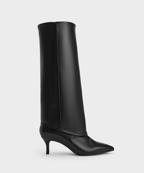 CHARLES & KEITH(チャールズ & キース)の「ポインテッドトゥ キトゥンヒールロングブーツ(ブーツ・レディース・ブラック/ブラウン系その他7・22.5cm/23cm/23.5cm/24.5cm/25cm/25.5cm/26.5cm)」の2枚目の写真