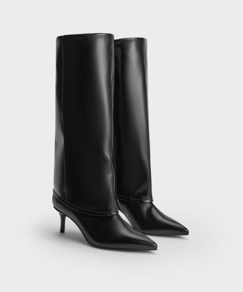 CHARLES & KEITH(チャールズ & キース)の「ポインテッドトゥ キトゥンヒールロングブーツ(ブーツ・レディース・ブラック/ブラウン系その他7・22.5cm/23cm/23.5cm/24.5cm/25cm/25.5cm/26.5cm)」の3枚目の写真