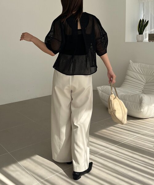 CAPRICIEUX LE'MAGE（カプリシューレマージュ）の「【yao企画】メッシュパフフレアトップス（シャツ/ブラウス・レディース・ブラック/ホワイト・FREE）」の7枚目の写真