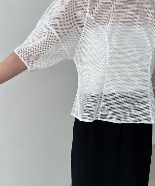 CAPRICIEUX LE'MAGE（カプリシューレマージュ）の「【yao企画】メッシュパフフレアトップス（シャツ/ブラウス・レディース・ブラック/ホワイト・FREE）」の13枚目の写真