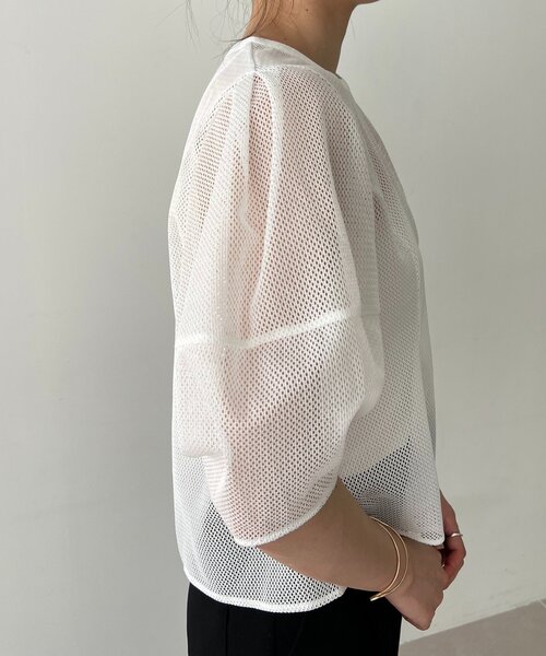 CAPRICIEUX LE'MAGE（カプリシューレマージュ）の「【yao企画】メッシュパフフレアトップス（シャツ/ブラウス・レディース・ブラック/ホワイト・FREE）」の15枚目の写真
