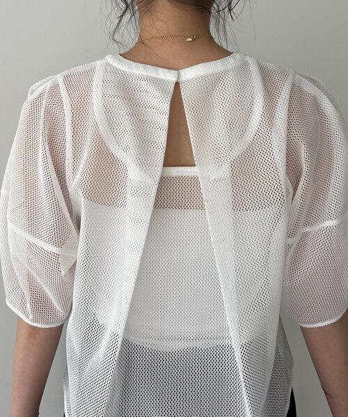 CAPRICIEUX LE'MAGE（カプリシューレマージュ）の「【yao企画】メッシュパフフレアトップス（シャツ/ブラウス・レディース・ブラック/ホワイト・FREE）」の16枚目の写真