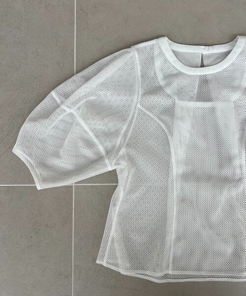 CAPRICIEUX LE'MAGE（カプリシューレマージュ）の「【yao企画】メッシュパフフレアトップス（シャツ/ブラウス・レディース・ブラック/ホワイト・FREE）」の18枚目の写真