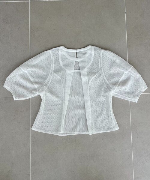 CAPRICIEUX LE'MAGE（カプリシューレマージュ）の「【yao企画】メッシュパフフレアトップス（シャツ/ブラウス・レディース・ブラック/ホワイト・FREE）」の19枚目の写真