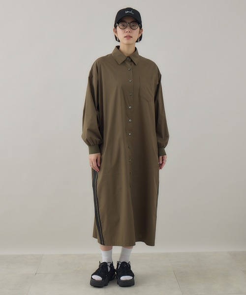 Paradise Picnic(パラダイスピクニック)の「Dignite Collier サイドラインワンピ(シャツワンピース・レディース・カーキ/ブラック/グレイッシュベージュ・FREE)」の9枚目の写真